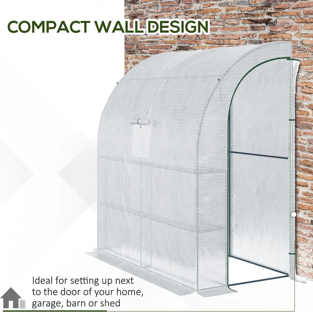 Outsunny 7' x 3' x 7' Outdoor Walk-In Greenhouse, Plant Nursery with Roll-up Windows, PE Cover, and 3 Wire Shelves, White | Aosom Romania