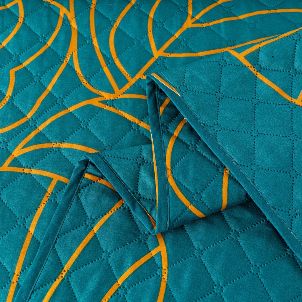 Cuvertura de pat cu model FANFARE, petrol. Dimensiune: 220 x 240 cm