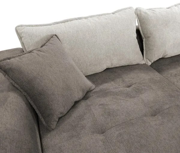 Colțar extensibil LAGOA, în L, cu spațiu de depozitare, pe partea stângă, taupe/gri