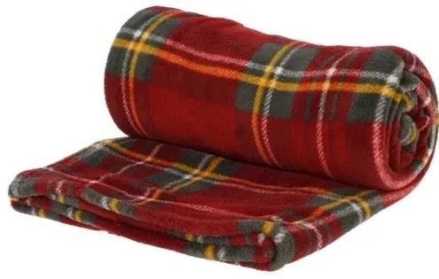 Pătură fleece Carouri, roșu, 130 x 150 cm