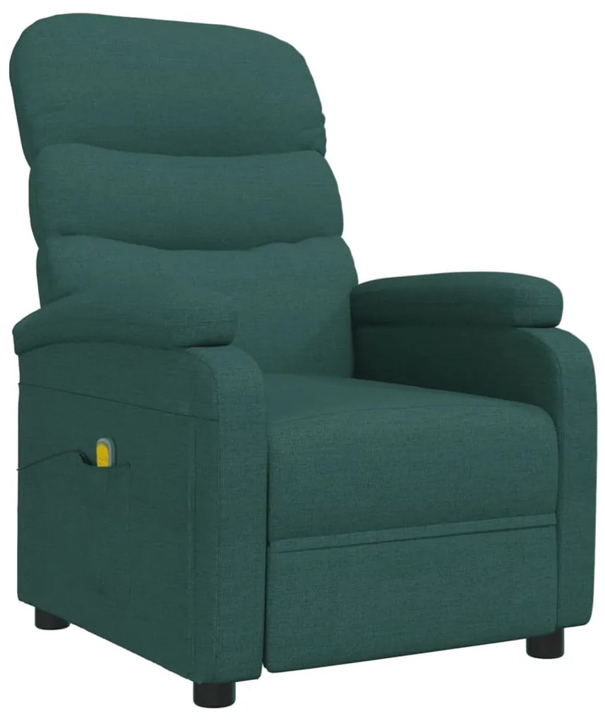 321232 vidaXL Fotoliu de masaj, verde închis, material textil