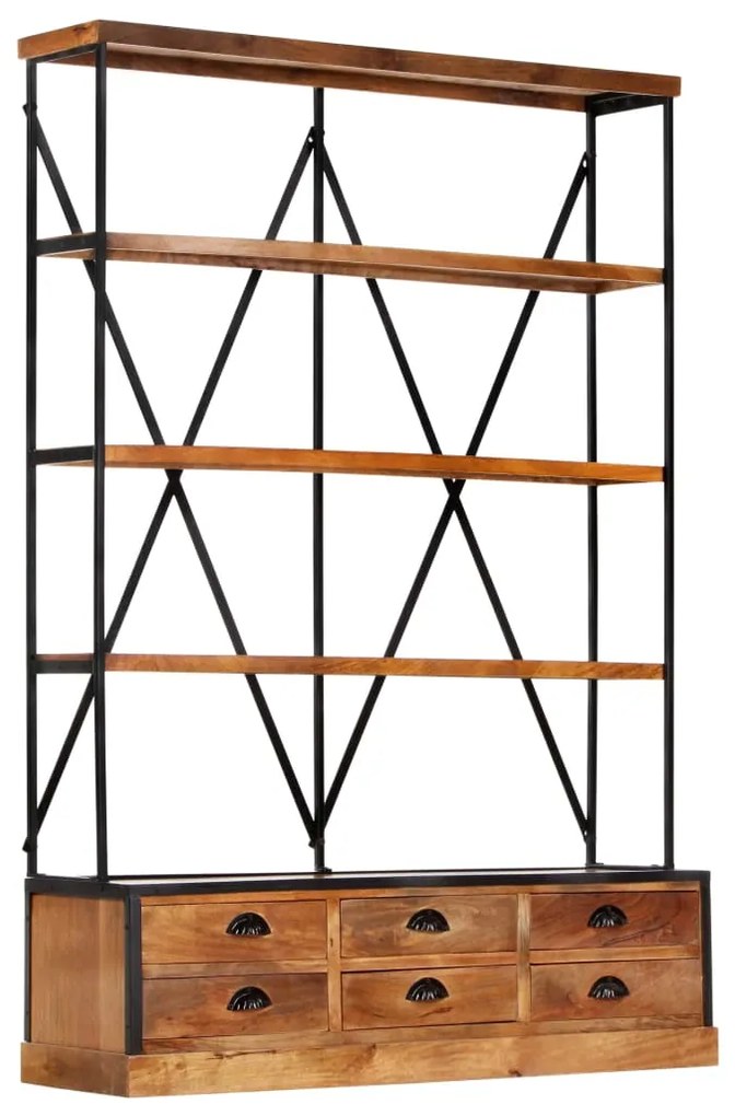 vidaXL Bibliotecă 4 rafturi 6 sertare 122x36x181 cm lemn masiv mango