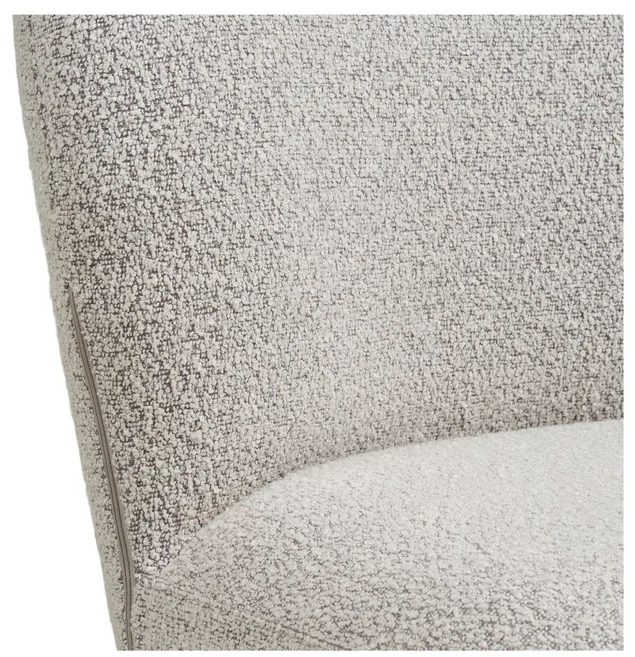 Scaun de dining Lana cu rotire, cataramă, culoare nisip, picioare gri