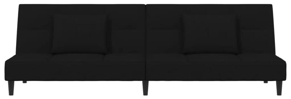 Canapea extensibila cu 2 locuri, 2 perne, negru, catifea Negru, Fara suport de picioare