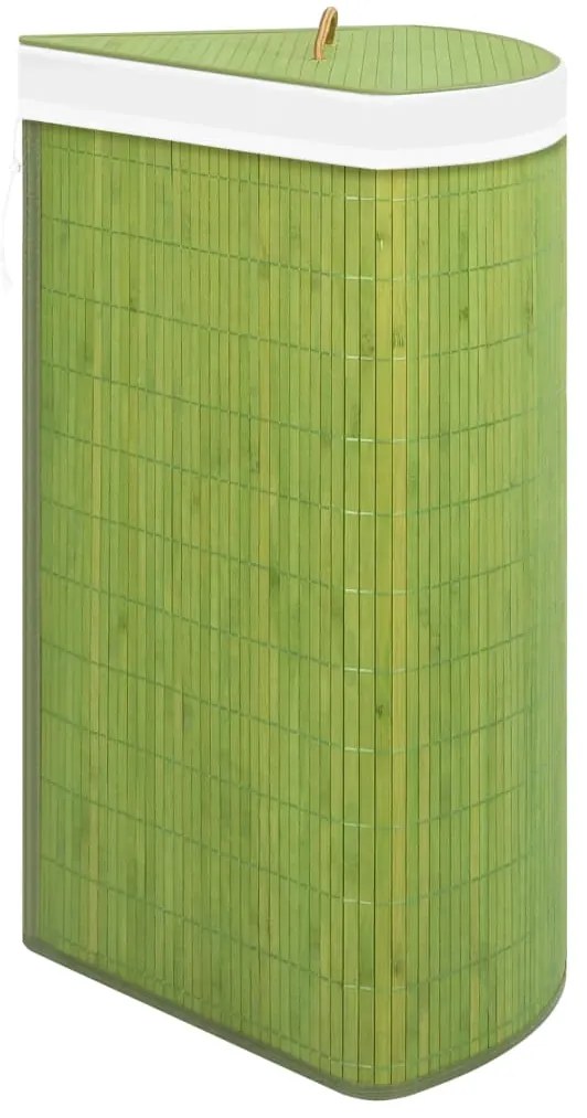 Cos de rufe din bambus, pentru colt, verde, 60 L 1, Verde