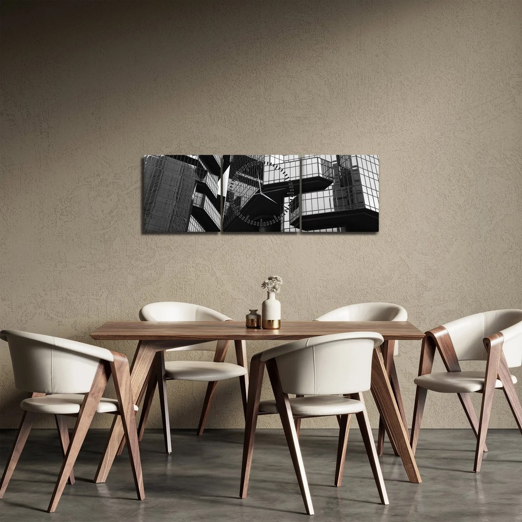 Tablou - Cladiri de sticlă (cu ceas) (90x30 cm)