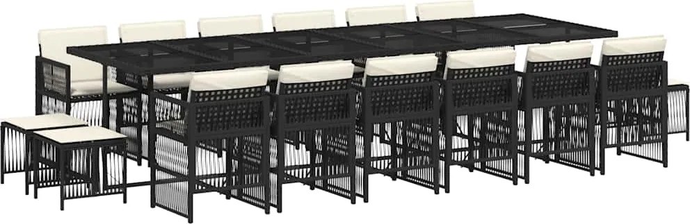 vidaXL Set mobilier de grădină cu perne, 17 piese, negru, poliratan