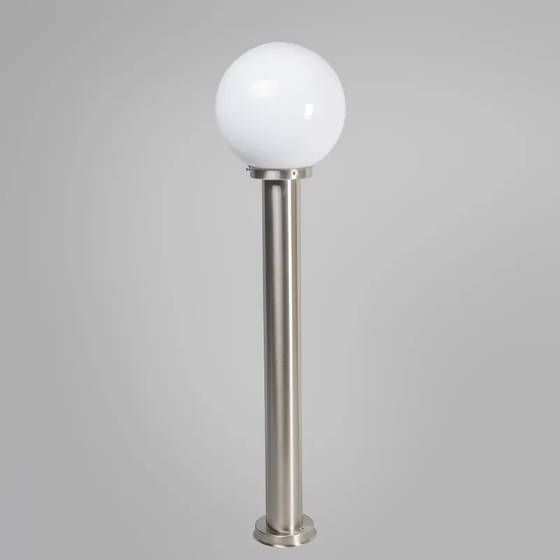 Stâlp de iluminat exterior modern din oțel inoxidabil 100 cm cu sferă din plastic IP44 - Sfera