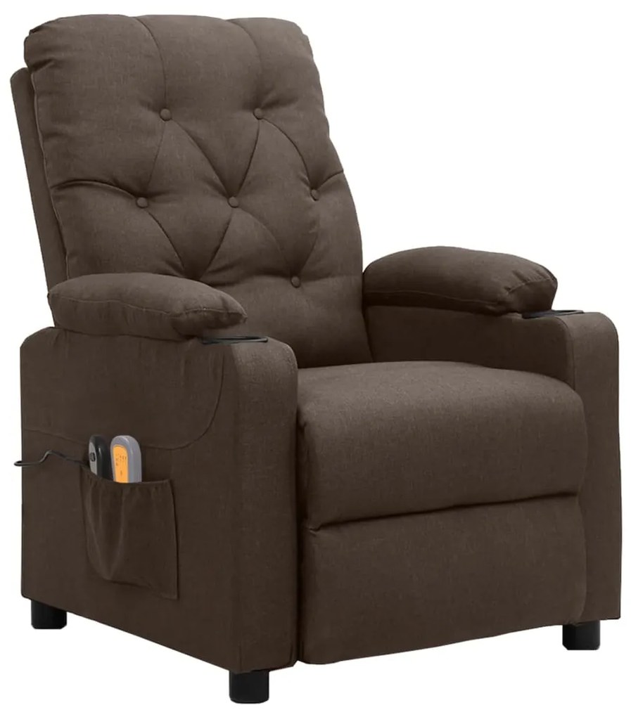 3098855 vidaXL Fotoliu de masaj electric, maro, material textil