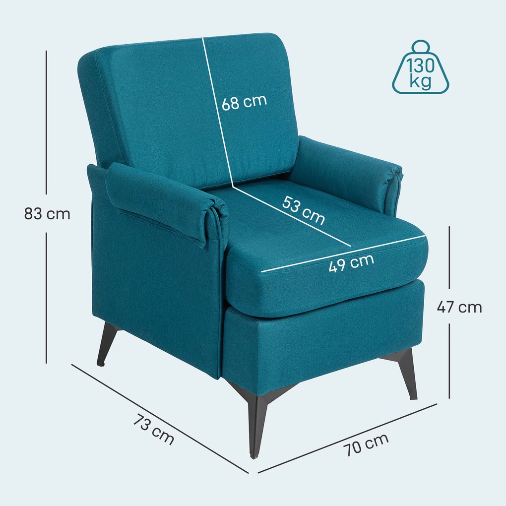 HOMCOM Fotoliu Modern Fotoliu Confortabil pentru Semineu Scaun de Efect din Panza pentru Camera de Zi Dormitor Biroul de Acasa Verde fotoliu pentru oaspeți sufragerie camera de zi dormitor dormitor interior casă | Aosom Romania
