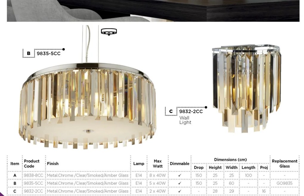 Aplica de perete eleganta design modern Clarissa 9832-2CC SRT