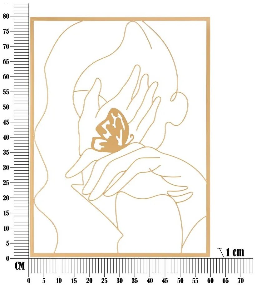 Decorațiune de perete din metal 60x80 cm Hands on Face – Mauro Ferretti