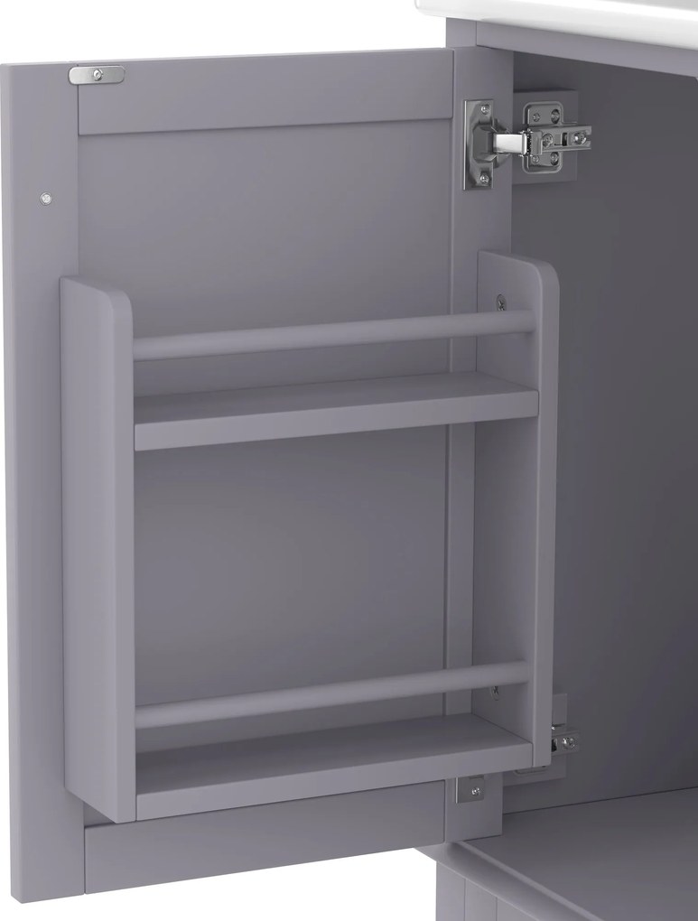 Dulap de baie pe podea cu chiuvetă, spațiu de depozitare variat, 76x46x83,5 cm, Gri