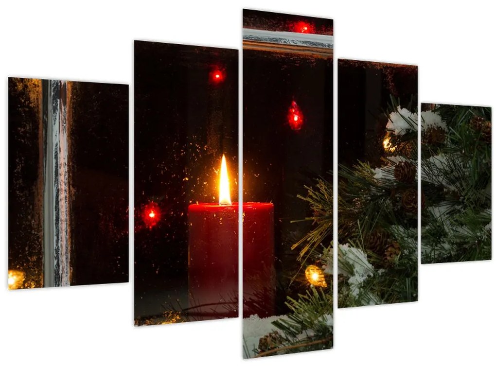 Tablou - Lumânare strălucitoare de Crăciun (150x105 cm)