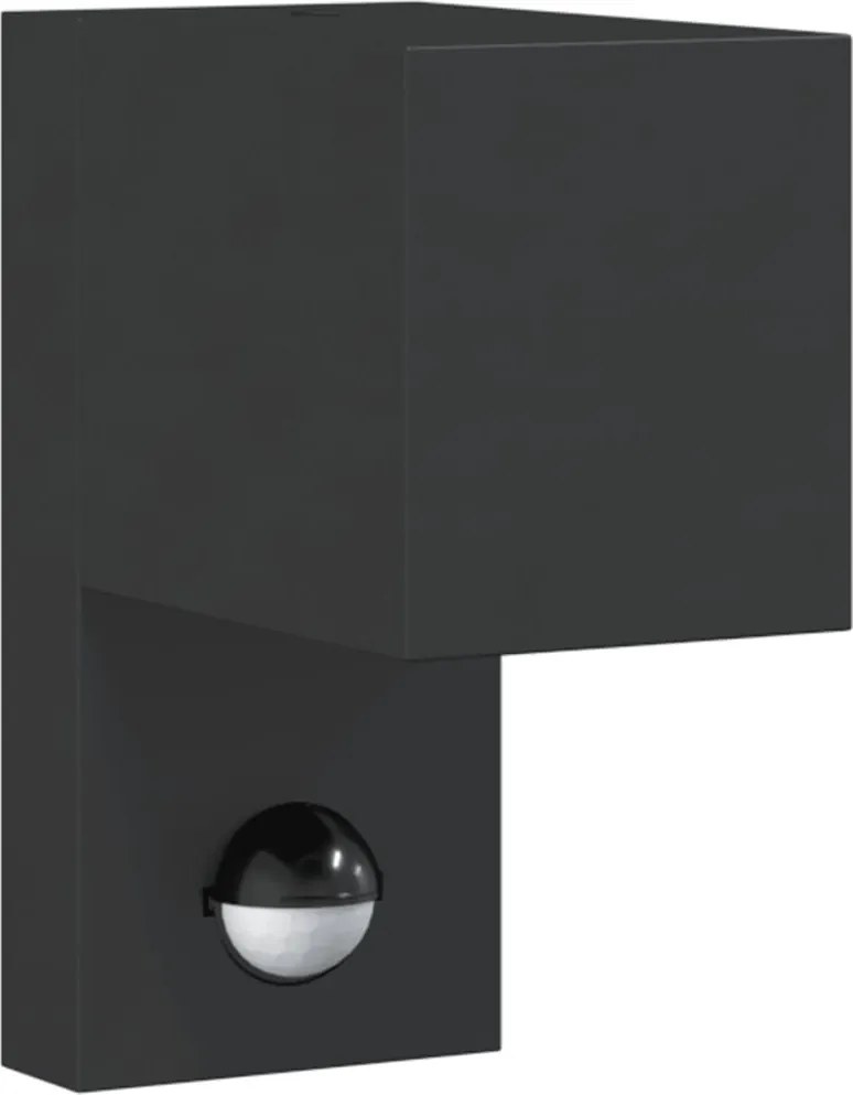 vidaXL Lampă exterioară de perete cu LED/senzor, negru aluminiu turnat