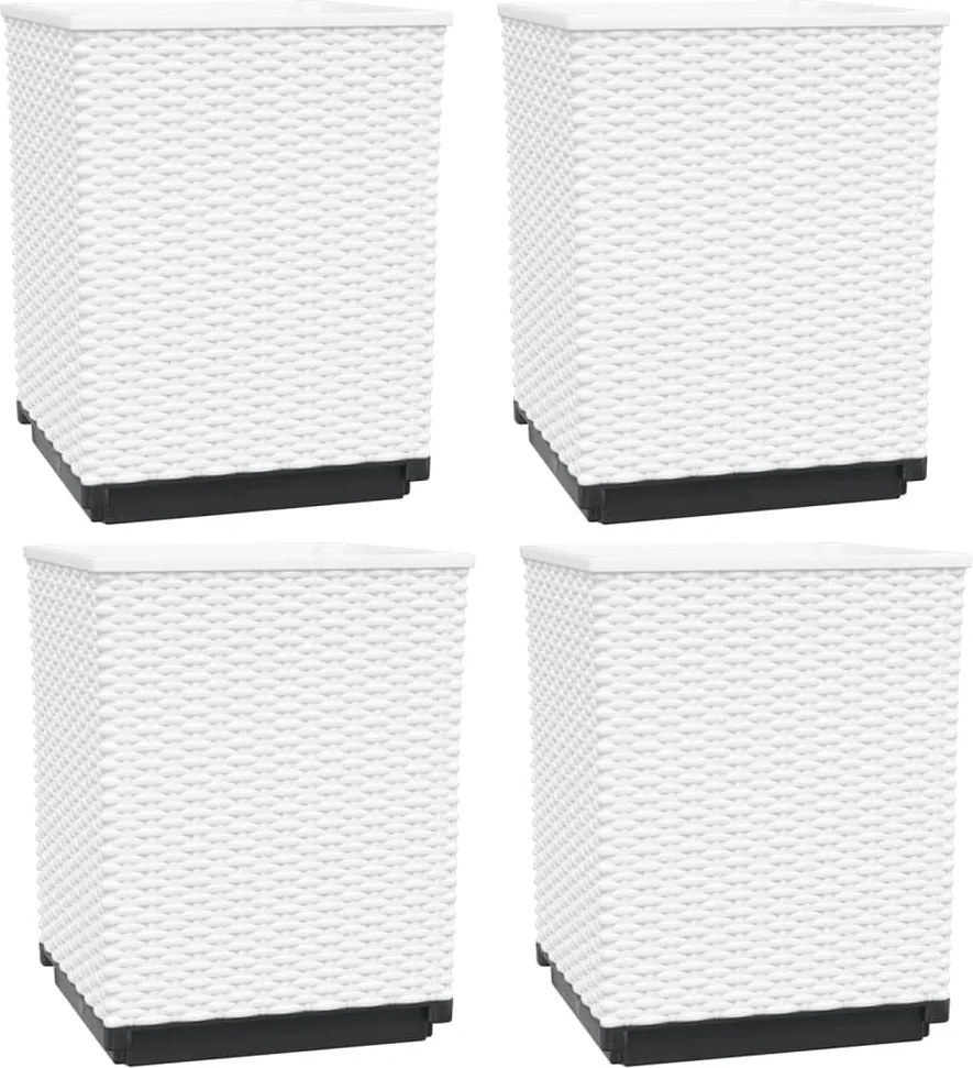 vidaXL Jardiniere, 4 buc., alb, 30x30x37 cm, polipropilenă