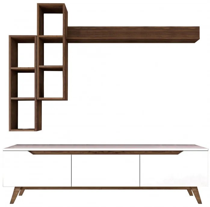 Ansamblu Comoda TV M16-804 Alb-Walnut