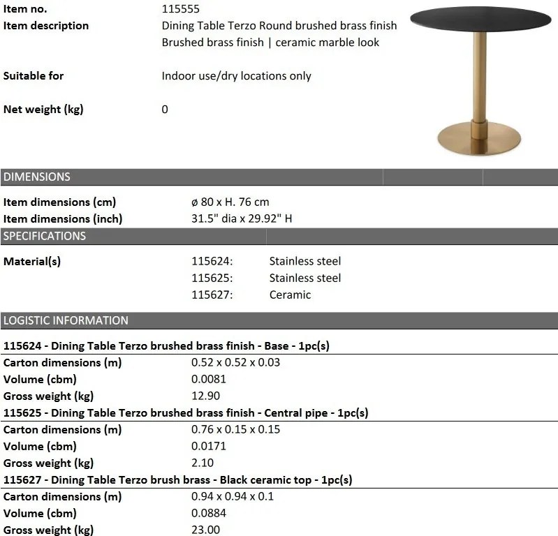 Masa bistro design LUX Terzo Round