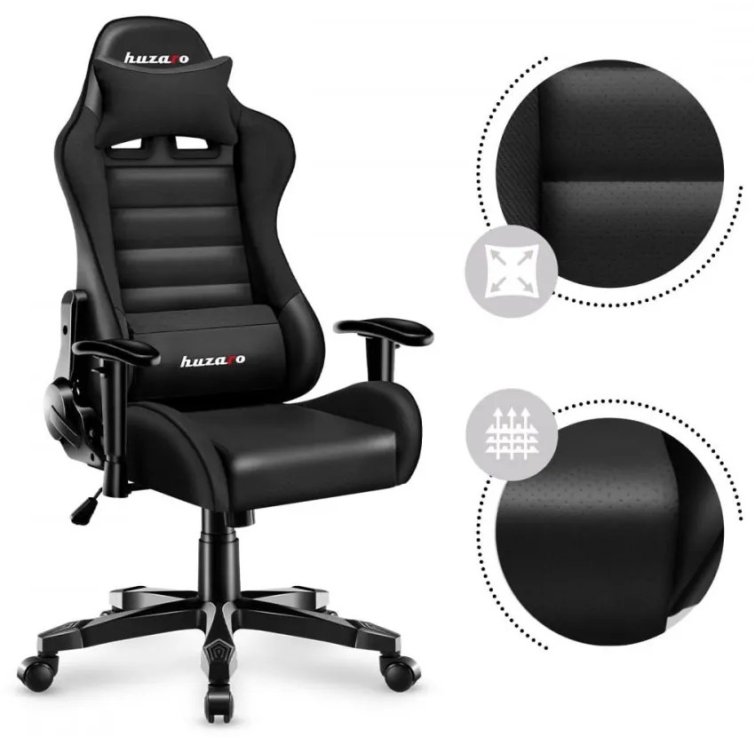 Scaun de gaming ergonomic negru pentru adolescenți