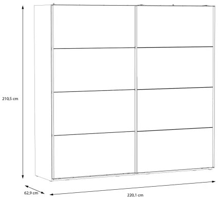 Dulap cu oglindă OREN 220x210 cm, finisaj stejar Artisan
