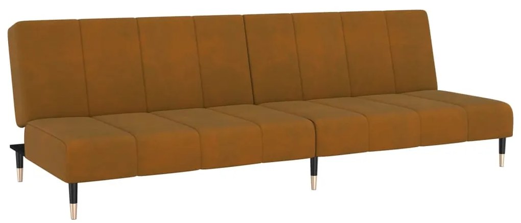 337579 vidaXL Canapea extensibilă cu 2 locuri, maro, catifea