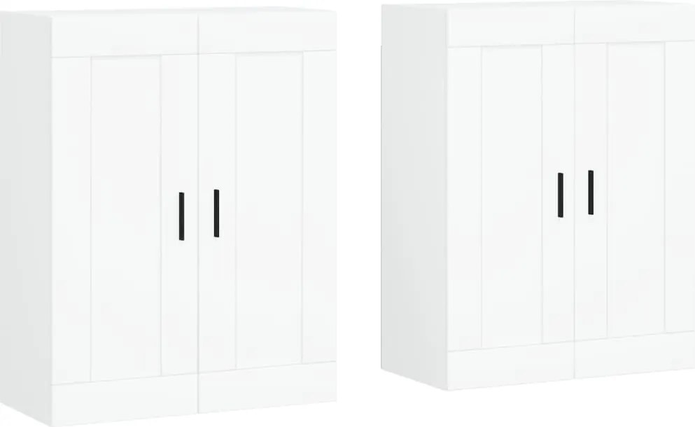 vidaXL Dulapuri montate pe perete, 2 buc, alb, lemn prelucrat
