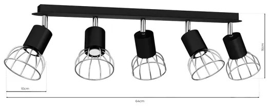 Spot DANTE 5xGU10/25W/230V negru/crom lucios