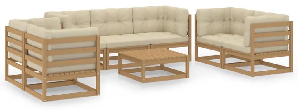 3076507 vidaXL Set mobilier de grădină cu perne, 8 piese, lemn masiv pin