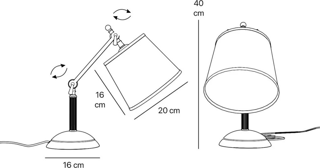 Veioza, Lampa de masa cu brat articulat Snodo
