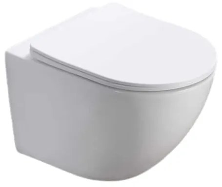 Set vas wc vortex suspendat, rotund, Foglia Oslo, rezervor incastrat cu clapeta crom lucios, Cersanit Tech Line Base