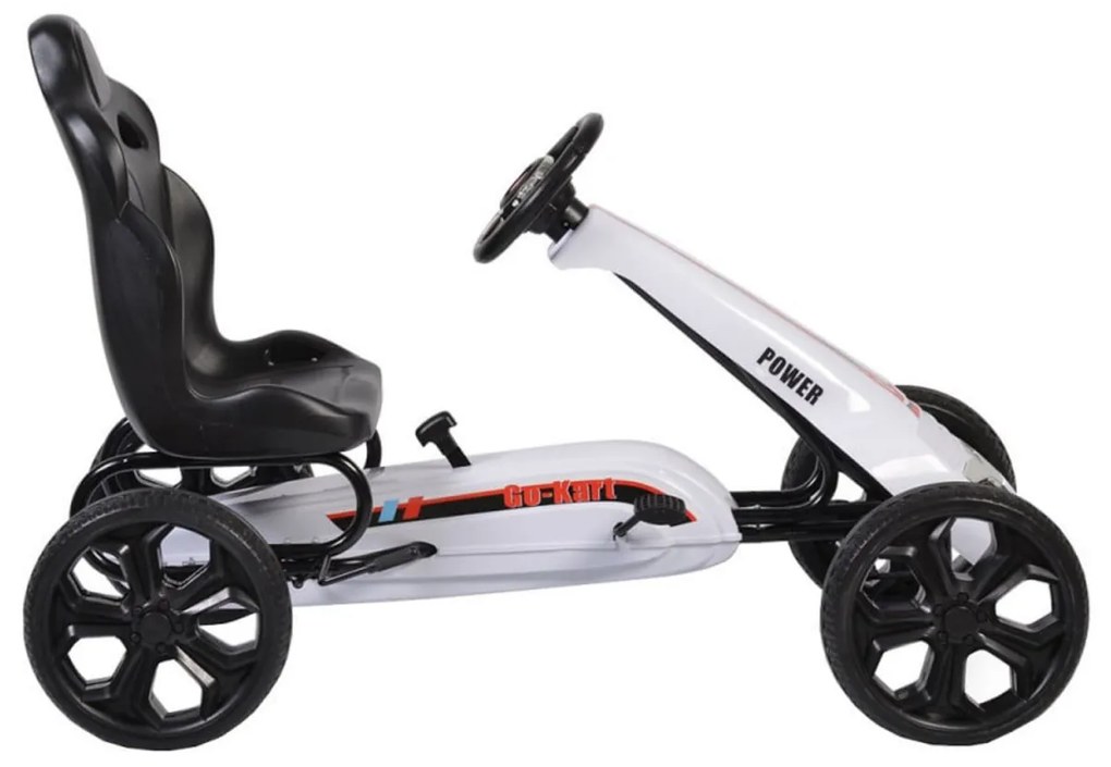 Kart cu pedale pentru copii NOVOKIDS® Olympic Kart PRO, 3-8 ani , Maxim 40 kg, 115 cm lungime, Carena, Structura metalica, Frana de mana, Functie