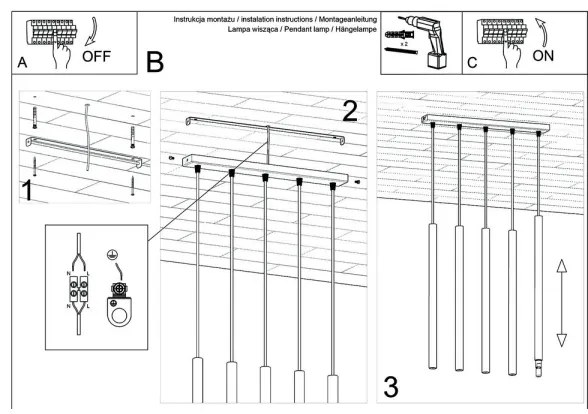 Lustră pe cablu PASTELO 5xG9/12W/230V alb
