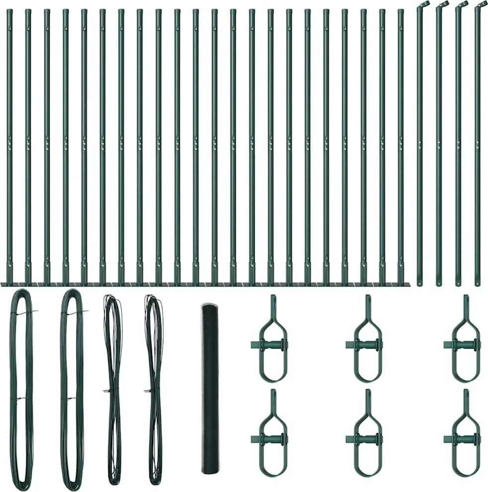 vidaXL Stâlp de gard. Verde 50 x 1,4 m ( plasă 13 mm) Oțel și PVC