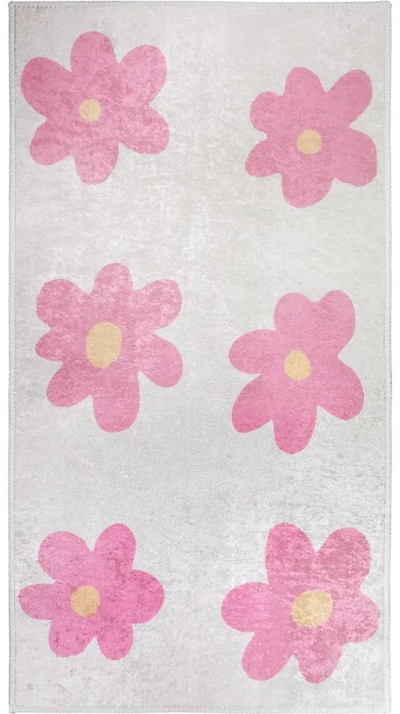 Covor pentru copii roz-fildeș lavabil 60x100 cm Cute Flowers Pink – Vitaus