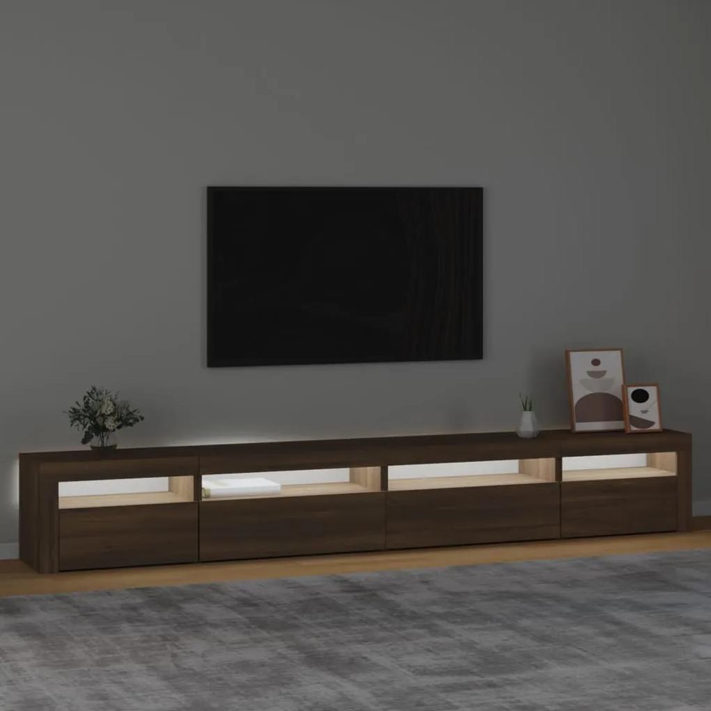 Comoda TV cu lumini LED, stejar maro, 270x35x40 cm 1, Stejar brun, 270 x 35 x 40 cm