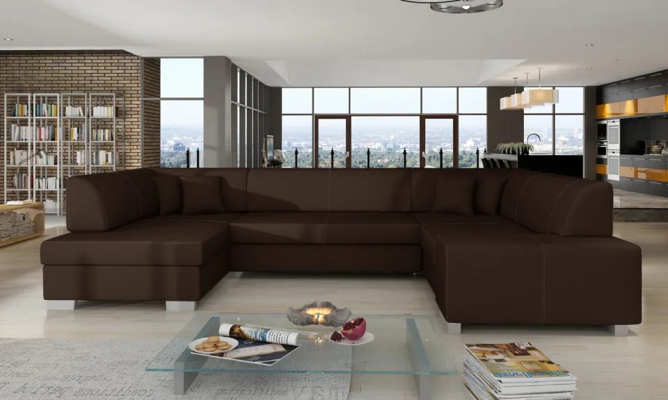 Canapea modulara cu spatiu pentru depozitare, 320x73x207 cm, Havana L02, Eltap (Culoare: Negru / Alb)