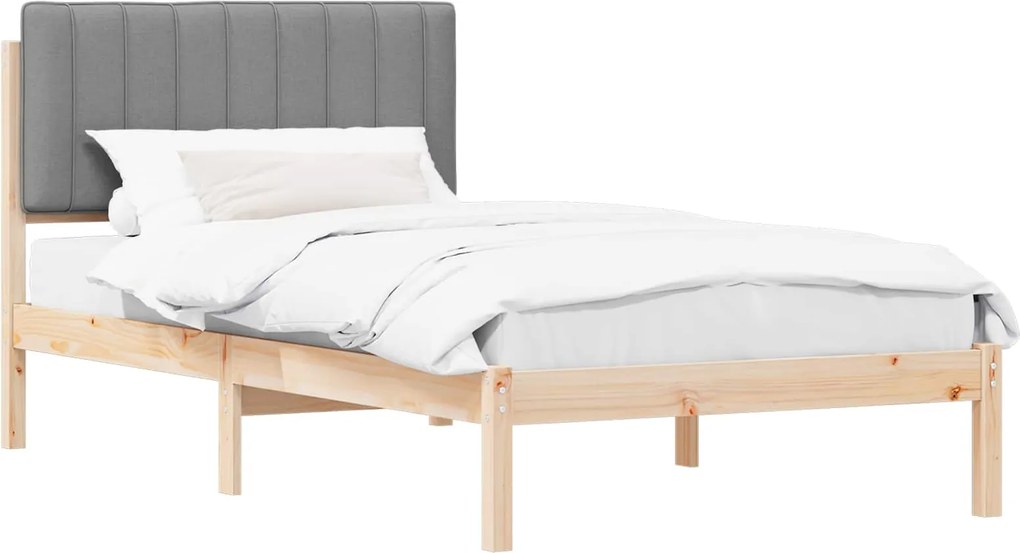 vidaXL Cadru de pat cu tăblie tapițată Gri deschis 100 x 200 cm