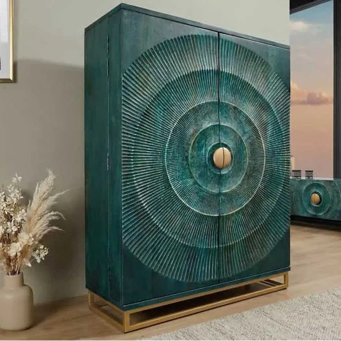 Bufet/ Bar design vintage GOLDEN SUNSET 140cm turcoaz