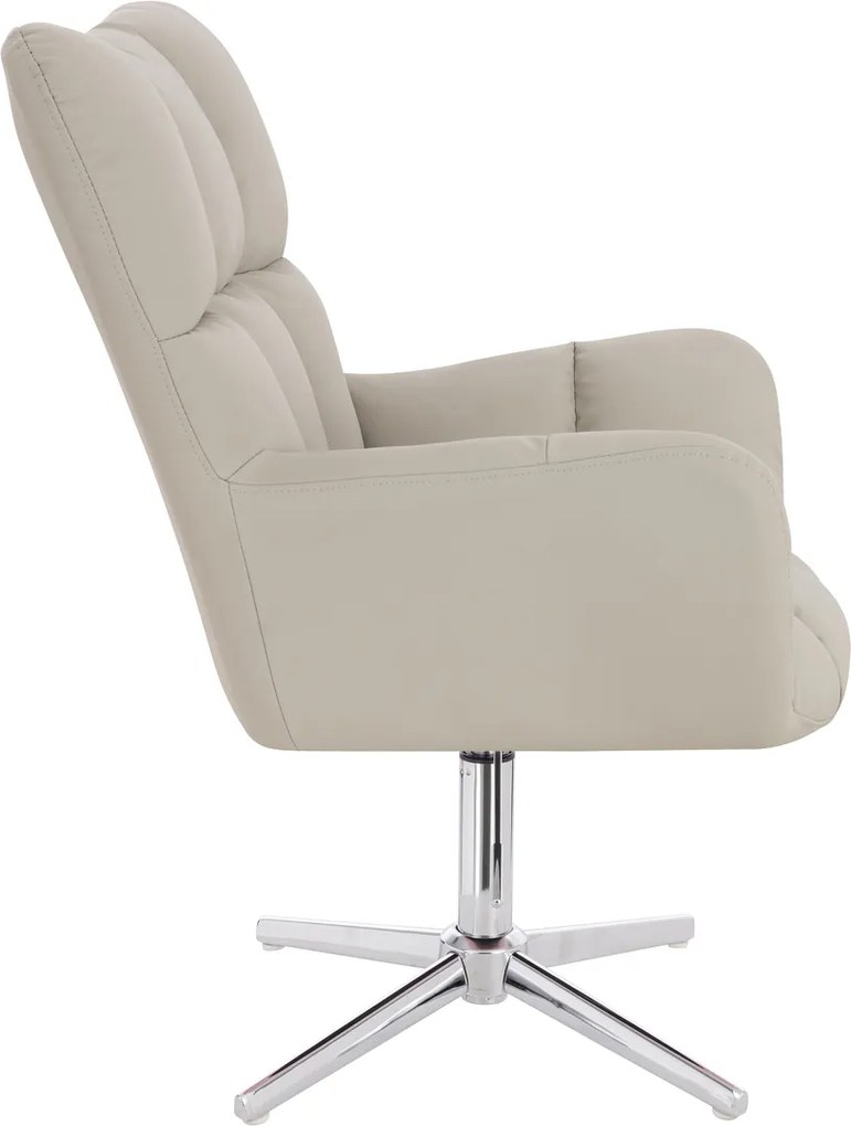 HR650CROSS Scaun Ecru Piele Ecologica Premium Soft cu Bază Cromata