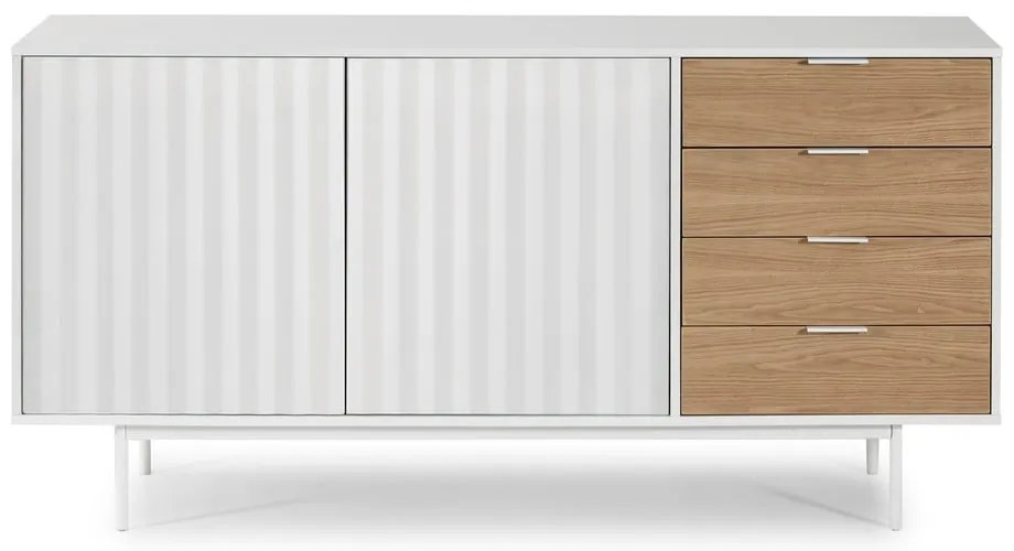 Comodă albă/în culoare naturală joasă cu aspect de lemn de stejar 159x80 cm Sierra – Teulat