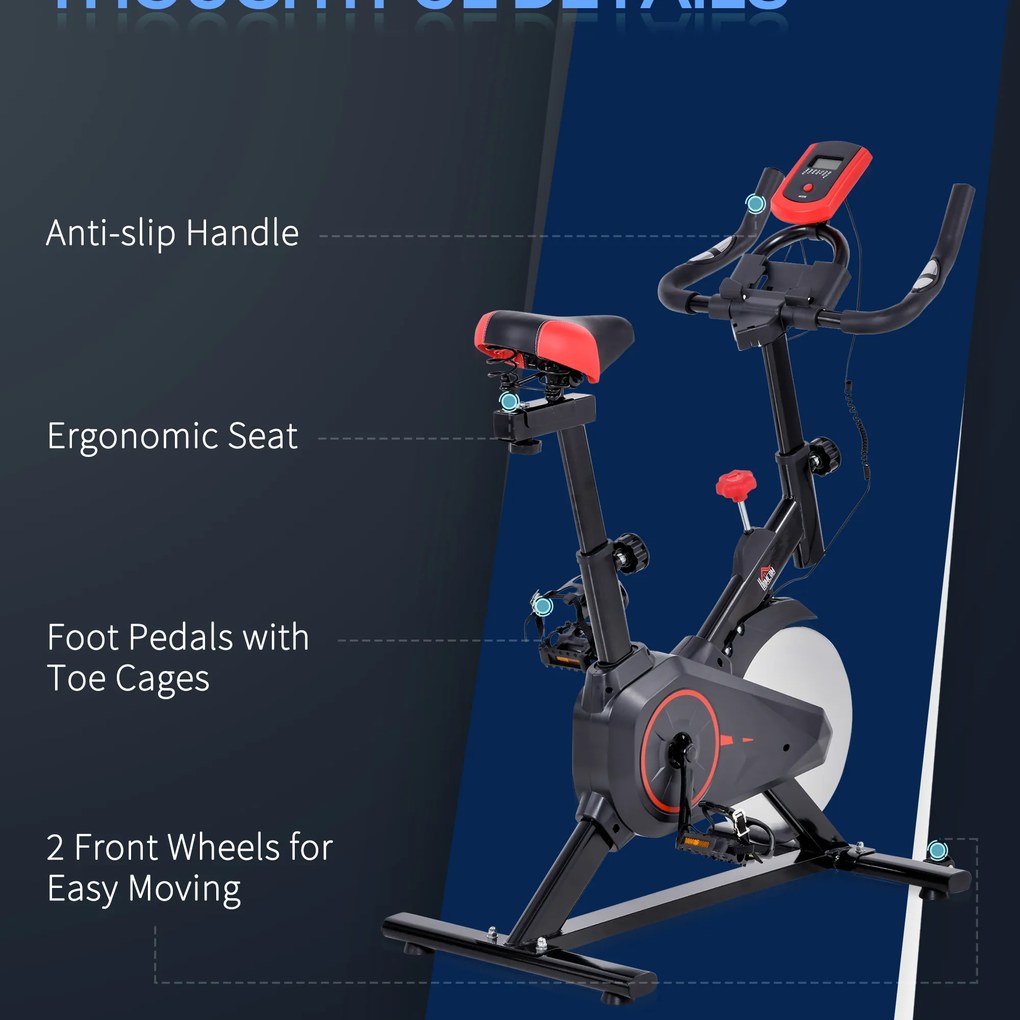 HOMCOM Bicicleta pentru Antrenament Aerobica cu Display LCD, Negru si Rosu | Aosom Romania