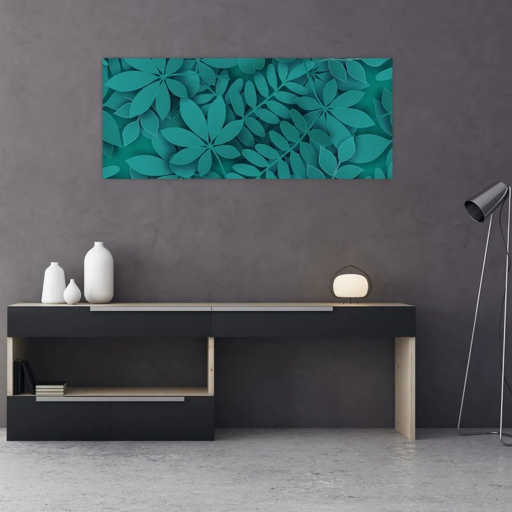 Tablou - Frunze turcoaz (120x50 cm)