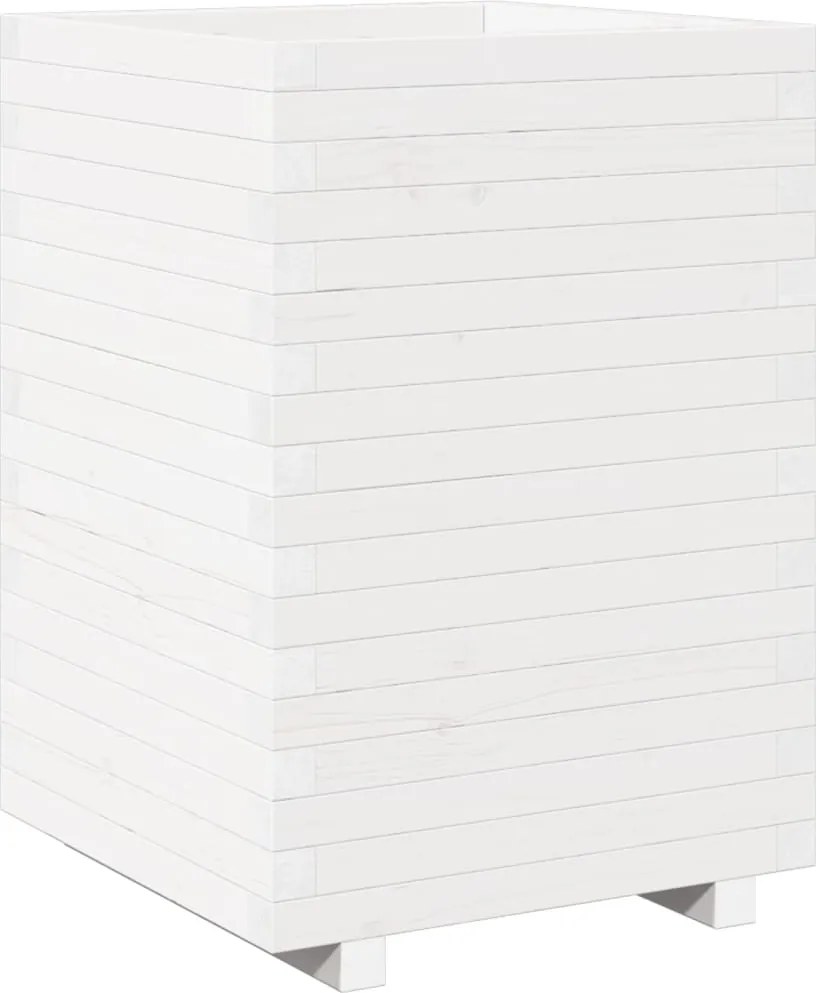 vidaXL Jardinieră de grădină, alb, 50x50x72,5 cm, lemn masiv de pin