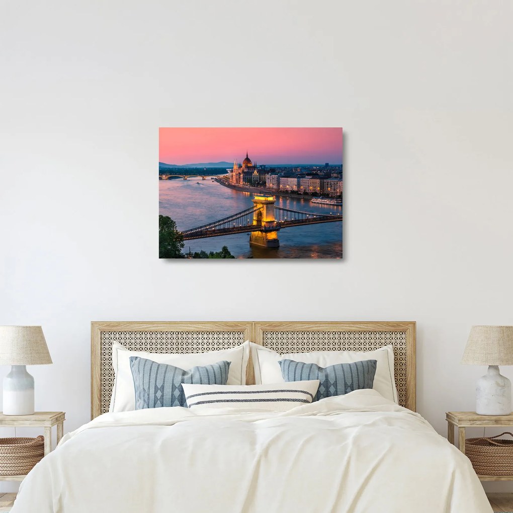 Tablou pe sticlă - Panorama orașului Budapesta, Ungaria (70x50 cm)