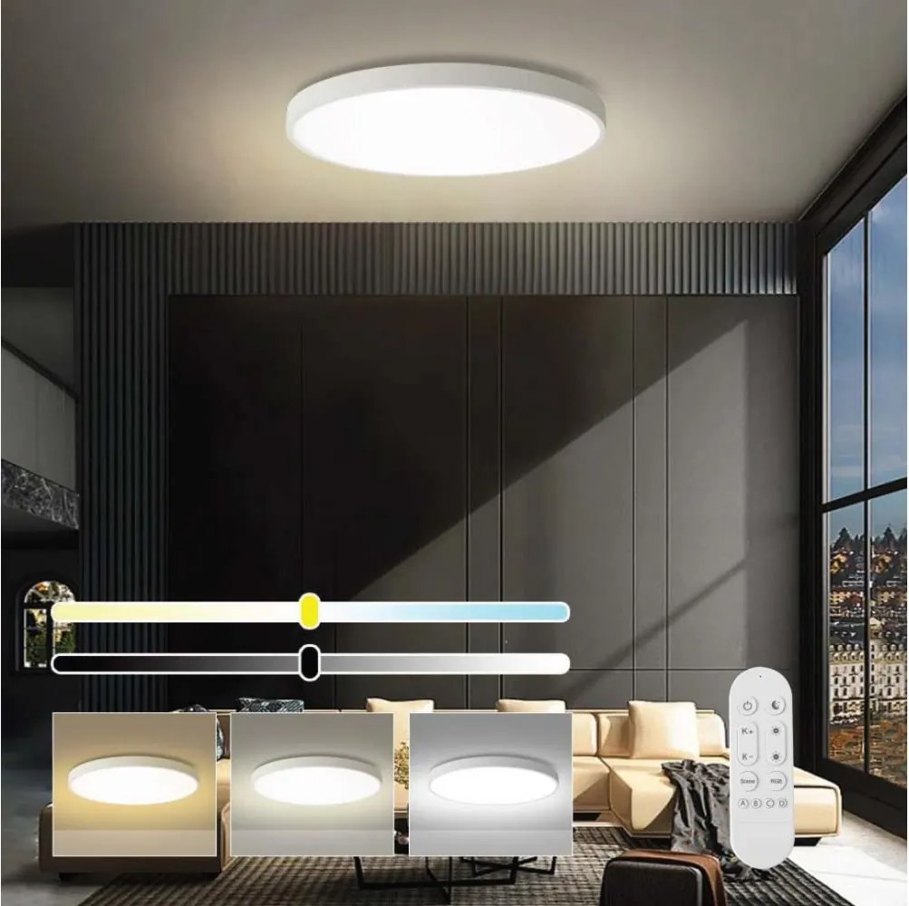 Immax NEO 07315L-LED Plafonieră reglabilă SEMPLICI 96W/230V diam. 80 cm Wi-Fi Tuya albă + telecomandă