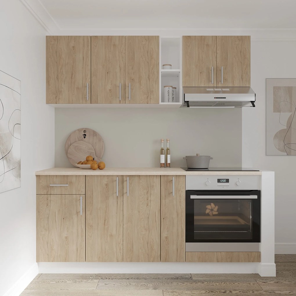 Corp Superior Karo, O Usa, cu sticla, Lemn Natural/Alb, 40 x 30 x 60 cm