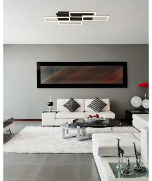 Globo 67359-40A - Plafonieră LED dimabilă JEFFRY 40W/230V 32,5x87,5 cm neagră + telecomandă