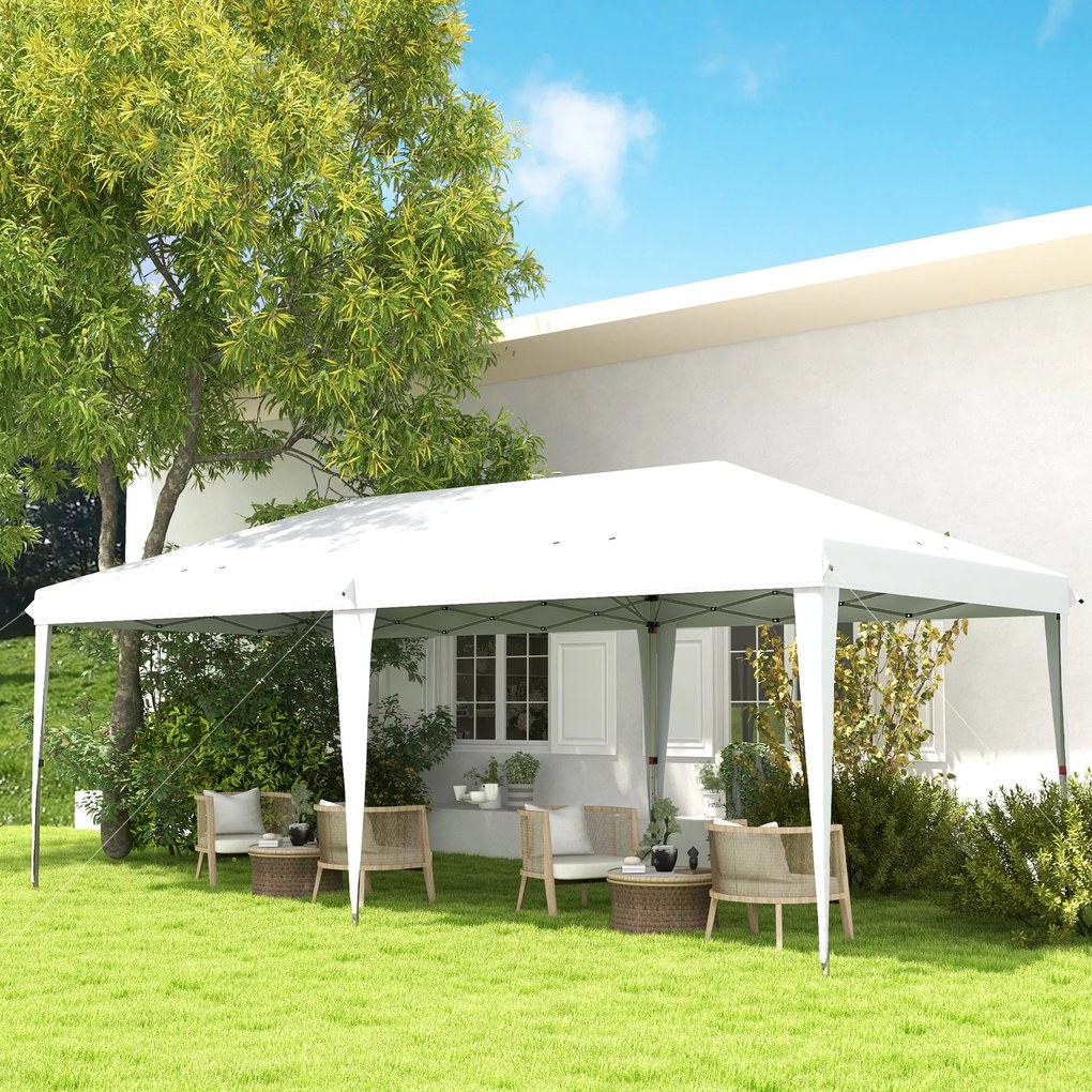 Outsunny Pavilion 6 x 3 m pop-up pliabil pentru grădină, geantă inclusă, oțel epoxidic, Oxford densitate mare, gri | Aosom Romania
