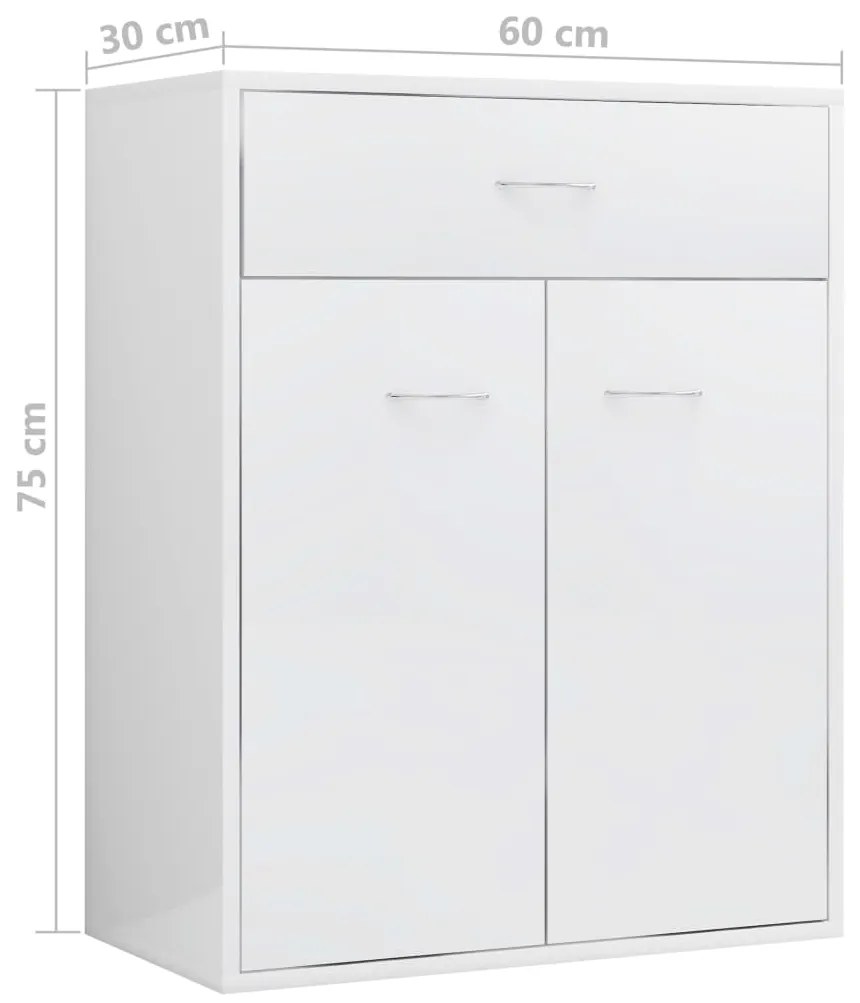 Servanta, alb extralucios, 60x30x75 cm, PAL 1, Alb foarte lucios