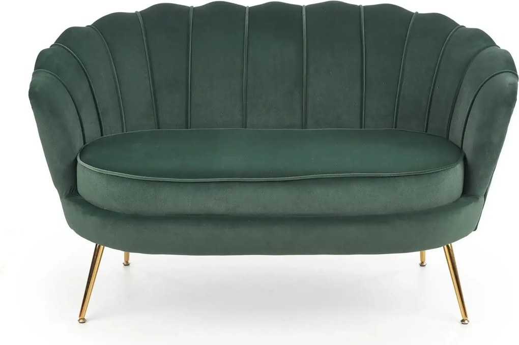 Canapea AMORINITO XL, verde/auriu, stofa catifelata, 131x77x77 cm